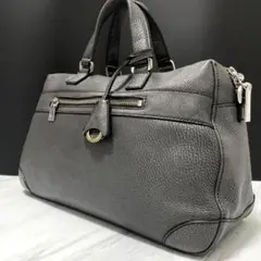 美品⭐️アニアリ ボストンバッグ グラインドレザー カモフラ シルバー金具 グレー