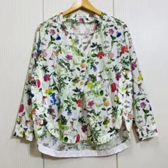 美品 TRUNO by NOISE MAKER ボタニカルブラウス 花柄