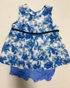 パンプルムース セットアップ パンツ 青 花柄 80