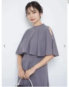 今期　新品　ヤマダヤ　フリルショルダーカットオールインワン　ケープワンピース