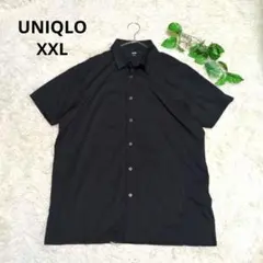 美品《UNIQLO》ユニクロ エアリズム フルオープンポロシャツ ブラックXXL