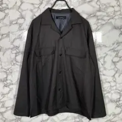 美品　グリーンレーベルリラクシング　（M）　オープンカラー長袖シャツ　グレー