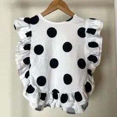H&M ドット　フリル ノースリーブ　134/140