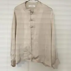 RAY CASSIN レイカズン　チャイナ風サテン長袖シャツ　ベージュ