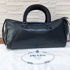 プラダ PRADA ロゴ ナッパ レザー ハンド バッグ シルバー金具 ブラック