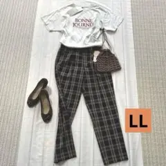 レディース夏秋２点セット Tシャツ＆チェックパンツ 大人カジュアル コーデ売り