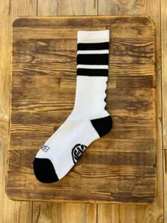shizukusocks ホワイト×ブラック　ラインソックス