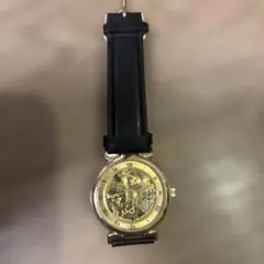 動作確認していません。スケルトン 腕時計 黒レザー
