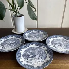 冬の風景デザイン皿4枚セット