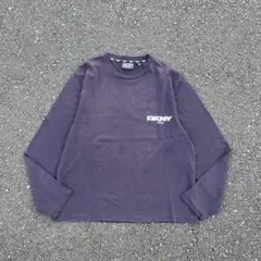 90s DKNY ダナキャラン フェードスウェットカットソー ロンT 茄子紺 S