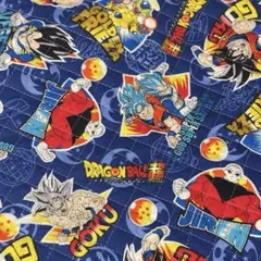 ドラゴンボール超　DRAGON BALL 青地　キルティング 生地　ハギレ