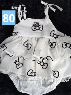 【新品・未使用】完売品　バースデイ キティちゃん　白キャミロンパース　80