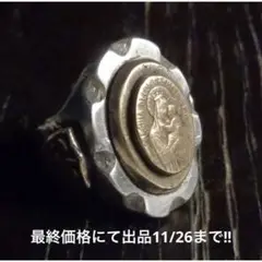 超希少!ビンテージメキシカンバイカーリングバージンメアリーu0026ジーザス18.5号