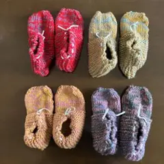 カラフル手編み靴下カバー、ルームシューズセット