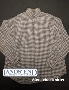 Lands end　80s コットン　長袖チェックシャツ