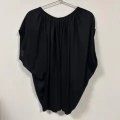 黒 ドレープデザイン トップス ルーズフィット　44 XL