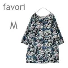 favori/ファヴォリ　チュニック　トップス　総柄　7分袖　上品　韓国　M