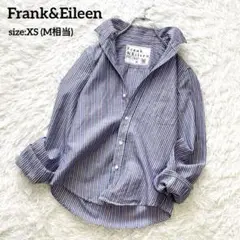 リネン混✨Frank&Eileen スキッパー長袖シャツ ブルー系ストライプ