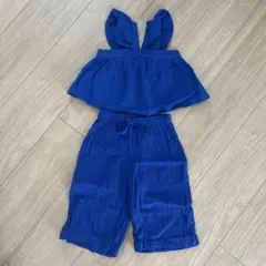 【試着のみ】baby gap クリンクルガーゼ　セットアップ　ブルー　95cm
