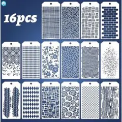 ② ステンシル テンプレート シート 16枚 DIY 装飾 模様 ハンドメイド
