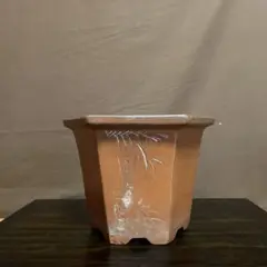 盆栽鉢 中国古玩 古盆器 唐物 紫泥鉢 懸崖 彫刻六角蘭鉢 観葉植物 山野草
