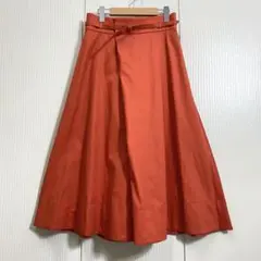 allureville コットン ベルト付き タックフレアスカート