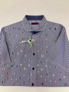 メンズ半袖【XL】美品　ドレスシャツ・ビジネスシャツ　ストライプ✴︎VUMPS✴︎