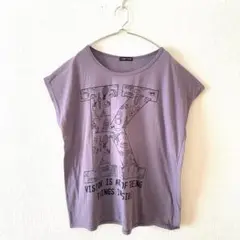 ☆【CHAMI CHAMI】Tシャツ フレンチスリーブ フロントロゴ 綿混 L