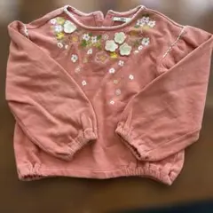 花柄刺繍ピンクトレーナー 120cm