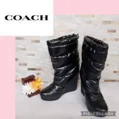 COACH コーチ キルティングブーツ ブラック レディース