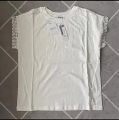 【新品未使用】coca レース付フレンチスリーブTシャツ フリーサイズ