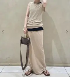 plage C/L Sheer Jersey タンクトップ&スカート　ベージュ