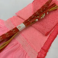 208ss9◇振袖用 帯揚げ帯締めセット 総絞り 赤 ピンク◇未使用品