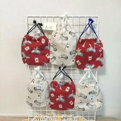 A-6・ハンドメイド・兜和柄巾着袋 6個セット