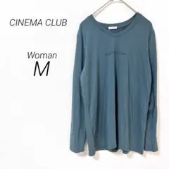 【シネマクラブ】 長袖 Tシャツ Vネック ワンポイントプリント カジュアル