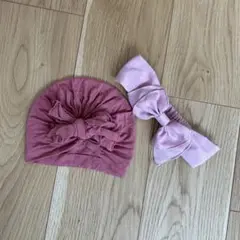 ピンク リボン　リボンターバン　セット