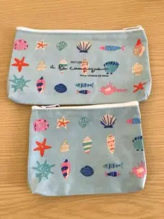 アラカンパーニュ雑貨　海モチーフ　ビニールポーチ大小2個セット