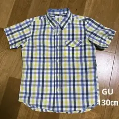 GU 130㎝半袖シャツ　チェック柄