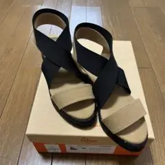 Castaner キャメル/ブラック ウェッジサンダル 36
