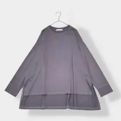 MEDE 19F ビッグシルエット 前後差 クルーネック ロンT パープル M