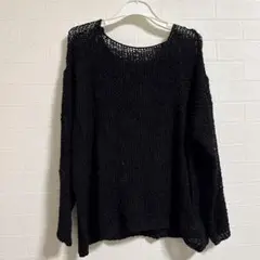 黒 アクリルナイロン トップス