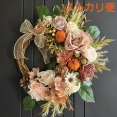 フラワーリース 涼を求めて7 ハロウィンリース 玄関リース 造花 秋色