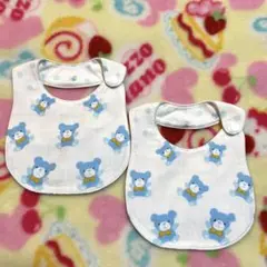 ハンドメイド スタイ 2枚セット　くまブルー