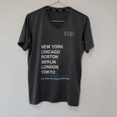 R.C.N.B. グレー VネックTシャツ マラソンWMM サイズL