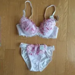 花柄刺繍 ブラジャーショーツセット C70 ピンク