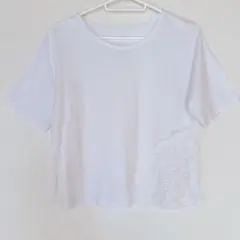 トップス　半袖　Tシャツ 白　ホワイト　M レース　綿100%