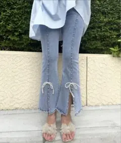 限定価格！more self love スリット　パール　リボン