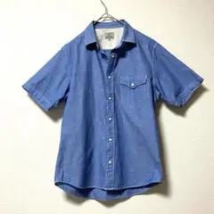 green label relaxing 半袖シャツ 青　水玉　コットン100%
