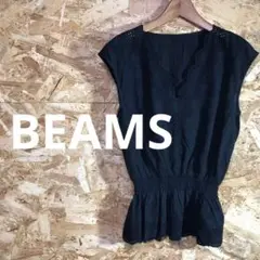 【 7205番】BEAMS ブラウスノースリーブ　ブラック　黒　S