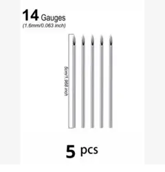 【5本セット】Piercing needle 14G 1.6mm 5pce
